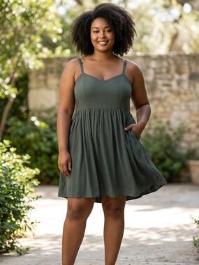 TORRID plus size  Olive Green Spaghetti Strap Sundress size 1